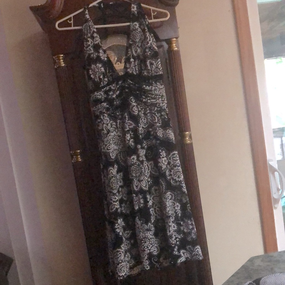 Black and white halter dress